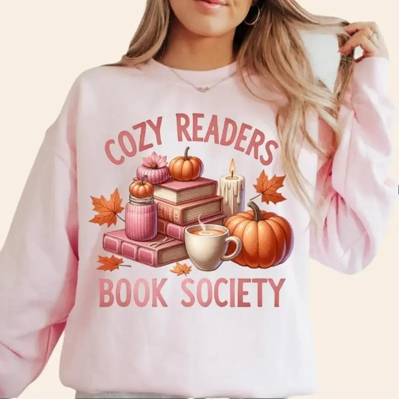 Cozy Readers Book Society Sweatshirt, Fall Book Sweatshirt, Book Lover Sweatshirt, Bookish Sweatshirt, Bookworm...