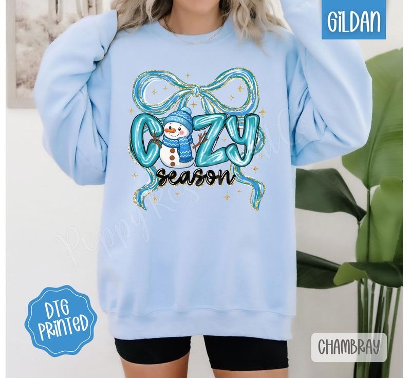Cozy Season Snowman Sweatshirt, Trendy Women's Christmas Sweater T-Shirts, Hoodie | HypeDripTees.com