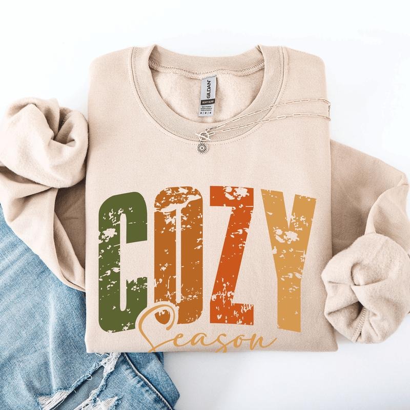 Cozy Season, Fall Vibes, Retro Varsity, Autumn, Pumpkin Sweatshirt T-Shirts, Hoodie | HypeDripTees.com