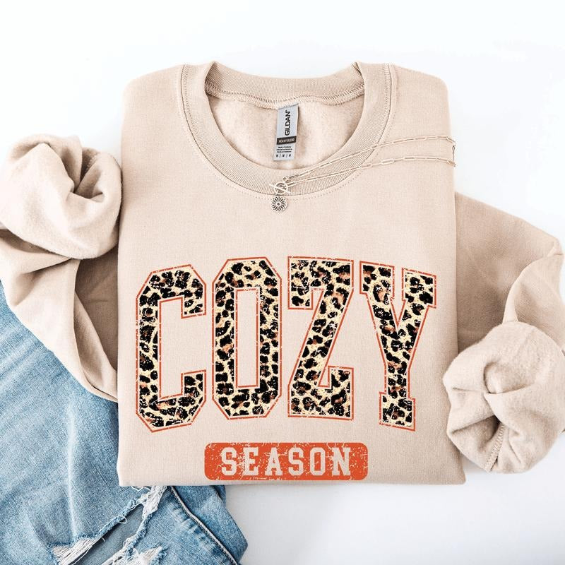 Cozy Season, Leopard Print, Halloween, Autumn, Fall Sweatshirt T-Shirts, Hoodie | HypeDripTees.com