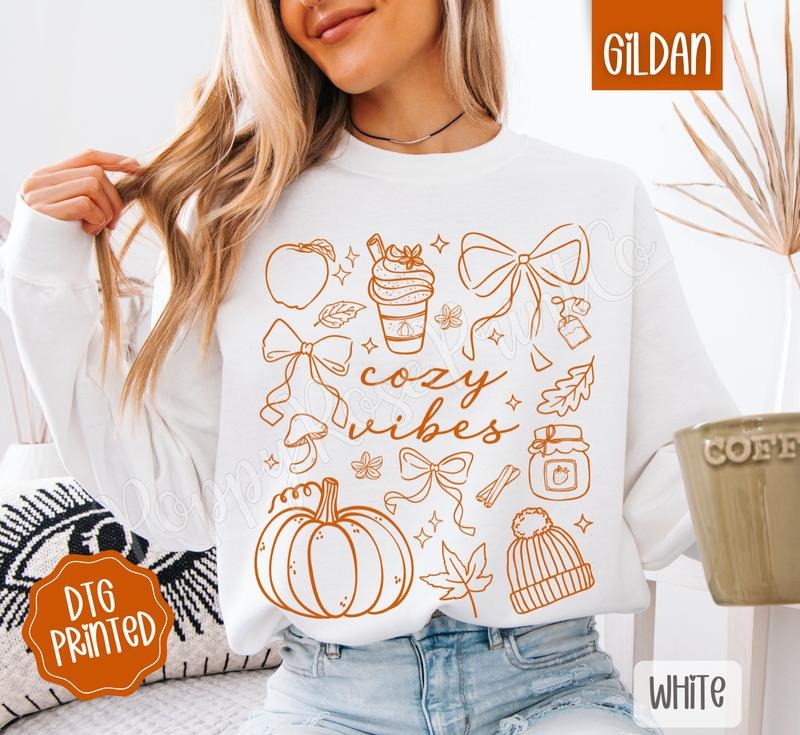 Cozy Vibes Sweatshirt, Trendy Fall Crewneck T-Shirts, Hoodie | HypeDripTees.com