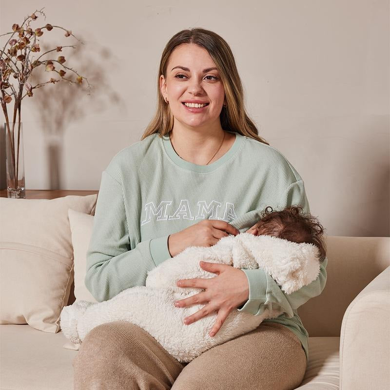Cozy Waffle Knit Breastfeeding Sweatshirt with Zipper Access for Nursing Moms T-Shirts, Hoodie | HypeDripTees.com