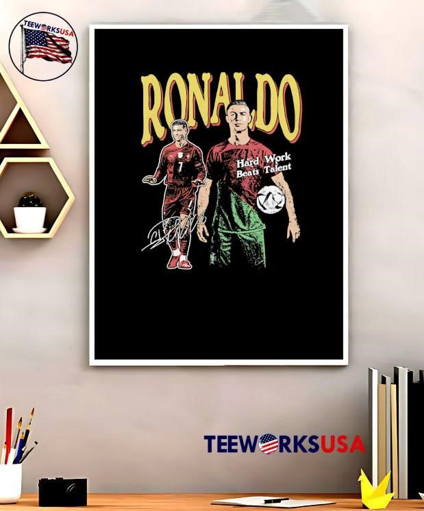 Cr7 Signature Hard Work Beats Talent Cristiano Ronaldo Portugal T-Shirt