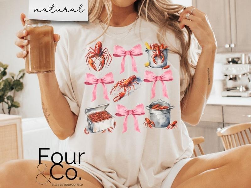 Crawfish Boil Shirt, Crawfish Shirt, Crawfish Coquette Shirt, Louisiana Coquette Shirt Hoodie, Sweatshirt | HypeDripTees.com