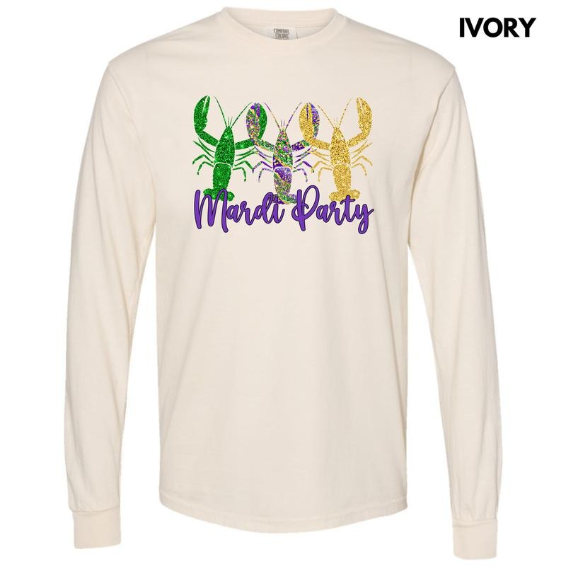 Crawfish Mardi Party Long Sleeve Comfort Colors T-Shirt 'NLB' Hoodie, Sweatshirt | HypeDripTees.com