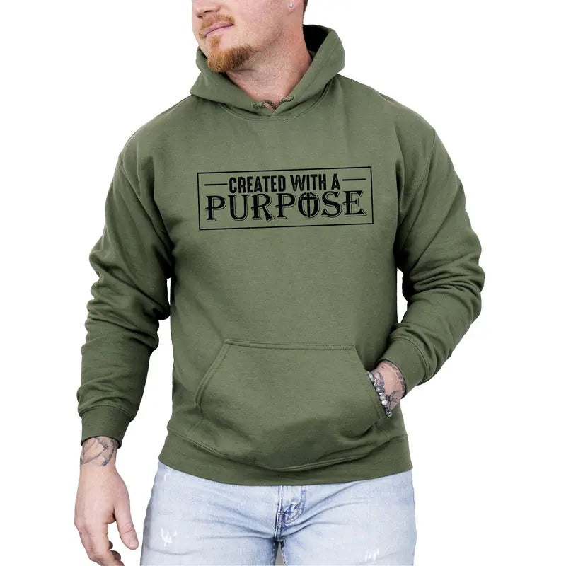 Created With A Purpose, Faith, Christian, Jesus, Gospel, Religious Hoodie, Hooded Sweatshirt T-Shirts | HypeDripTees.com