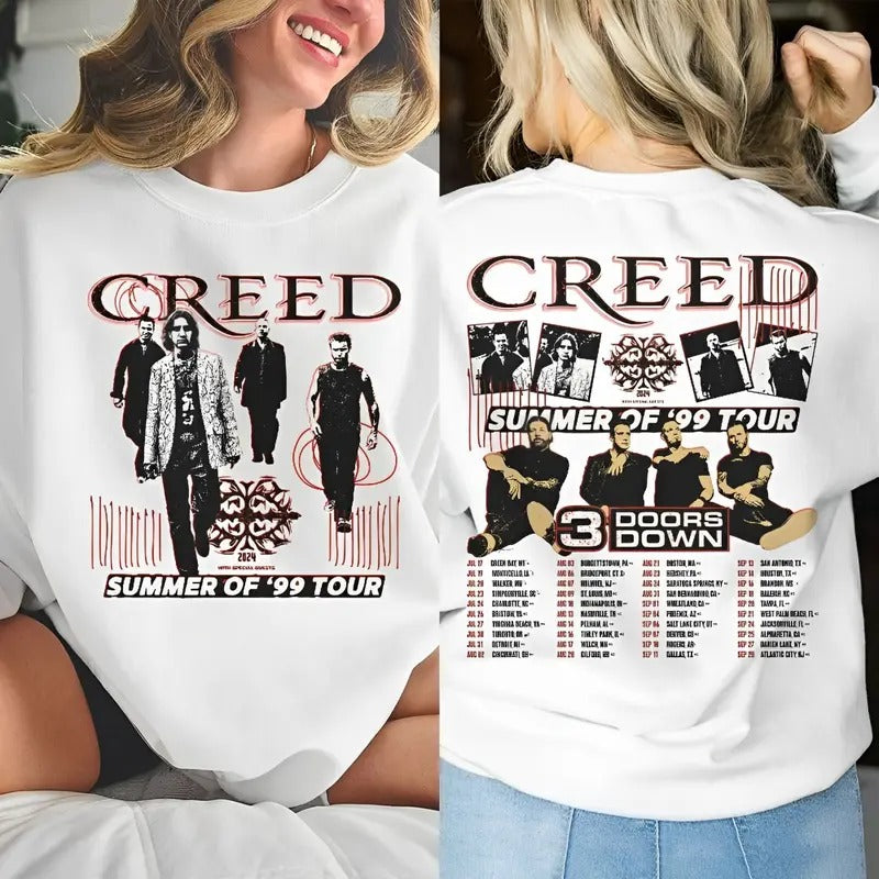 Creed Summer 99 Tour Shirt Music 2 Sides Creed World Tour 2024 Concert 2 Side Shirt Band T-Shirts, Hoodie, Sweatshirt