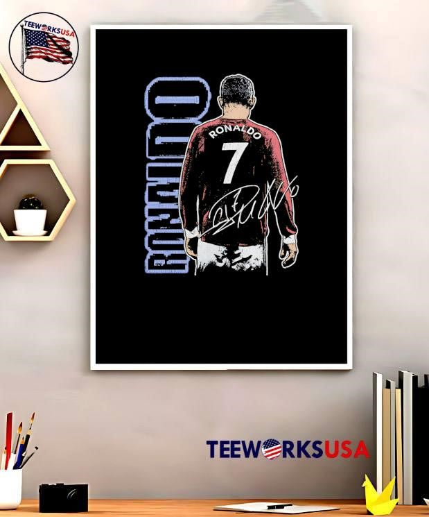 Cristiano Ronaldo Autographed Signature Back View Manchester United T-Shirt