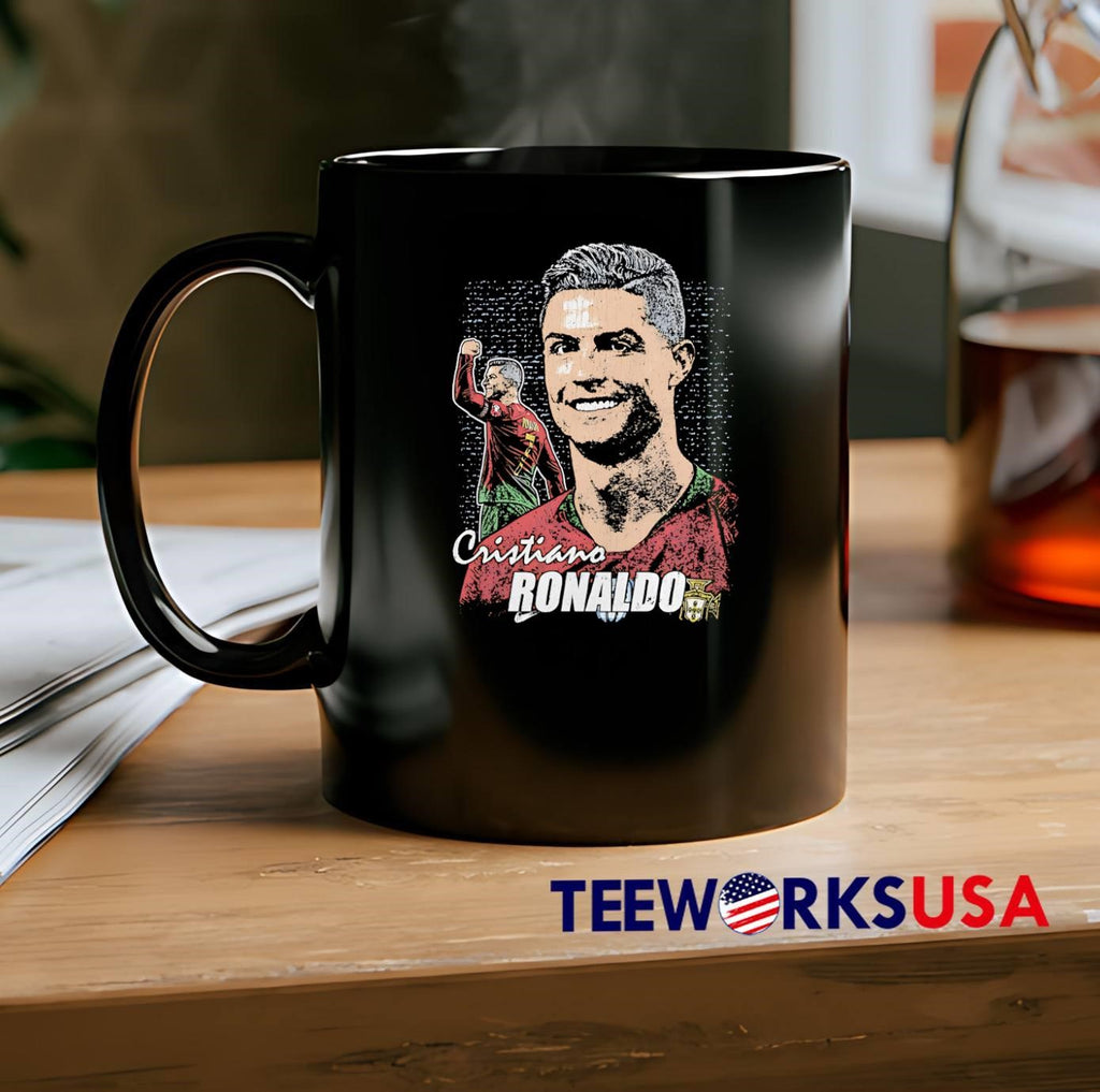 Cristiano Ronaldo Portrait and Celebrating Portugal Football T-Shirt