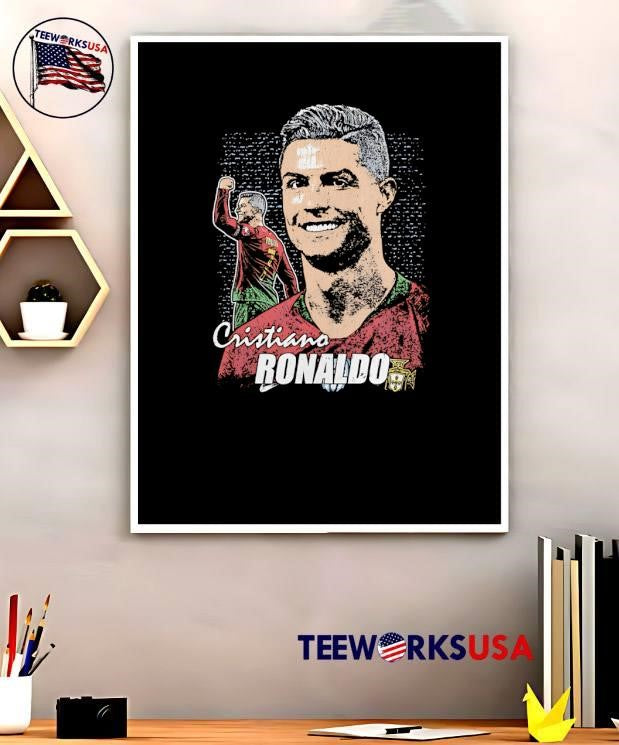Cristiano Ronaldo Portrait and Celebrating Portugal Football T-Shirt