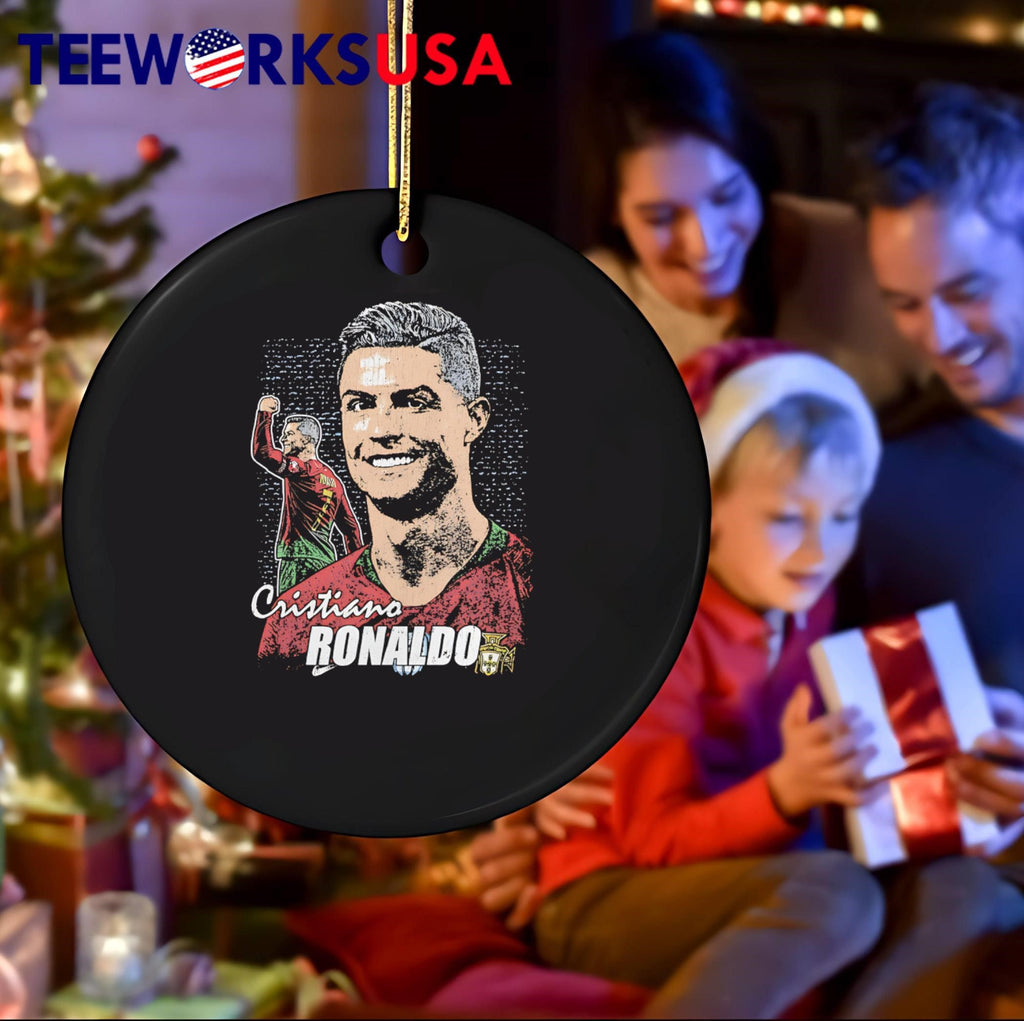 Cristiano Ronaldo Portrait and Celebrating Portugal Football T-Shirt