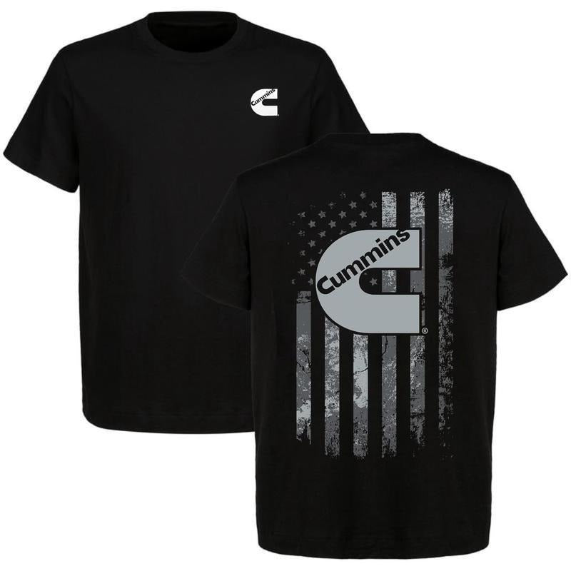 Cummin American Flag Men 2-sided Shirt Car Parts Shirt For Car Enthusiast Casual Cotton Top, Menswear Car Parts Short...