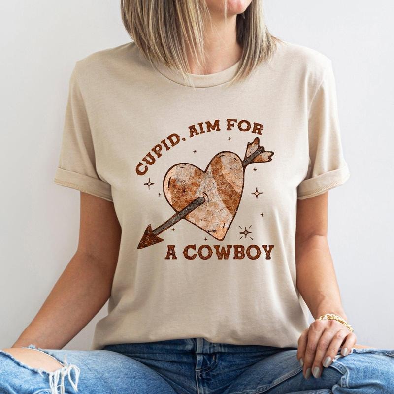 Cupid Aim For A Cowboy, Heart, Western, Country, Super Soft Tshirt, Valentine's Day Hoodie, Sweatshirt | HypeDripTees.com