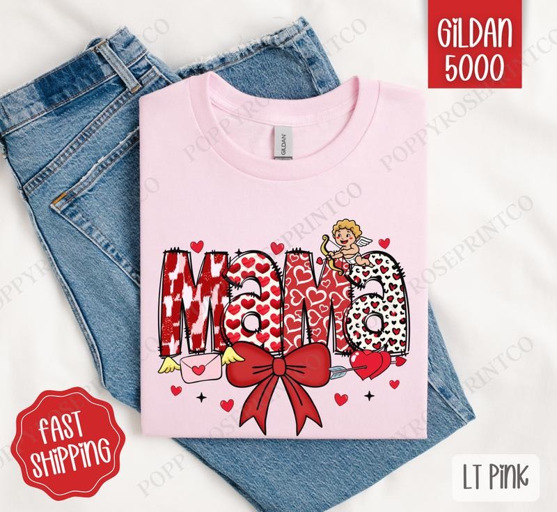 Cupid Mama Shirt Gildan, Valentine's Day Women's Tee, Cute Women's Tshirt Plus Sizes Hoodie, Sweatshirt | HypeDripTees.com