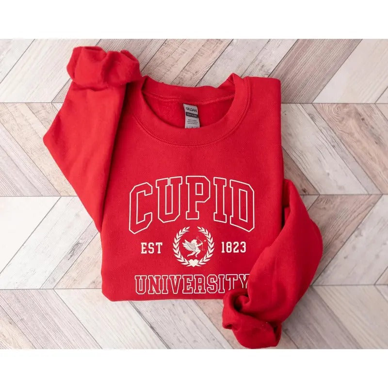 Cupid University Sweatshirt, Cute Valentine's Day Shirt, Funny College Sweatshirt, Love Crewneck Sweatshirt, Cupid...