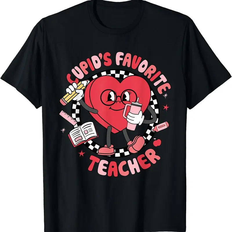 Cupid's Favorite Teacher Cute Heart Valentines Day Women Kid T-Shirt Hoodie, Sweatshirt | HypeDripTees.com