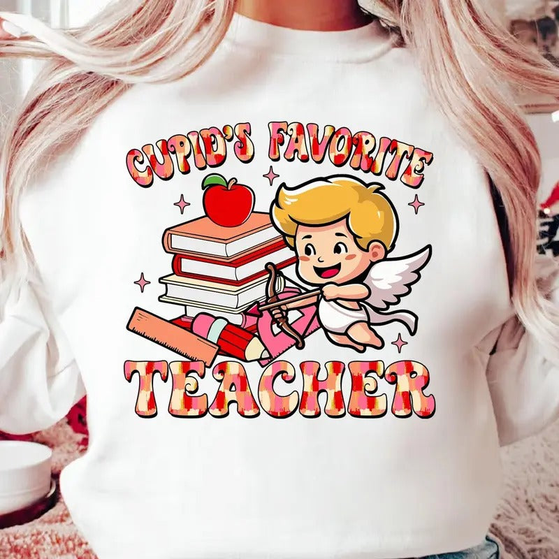 Cupid's Favorite Teacher Valentine Shirt, Valentines Day Shirt, Coquette Bow Shirt, Teacher Valentine Shirt, Cute...