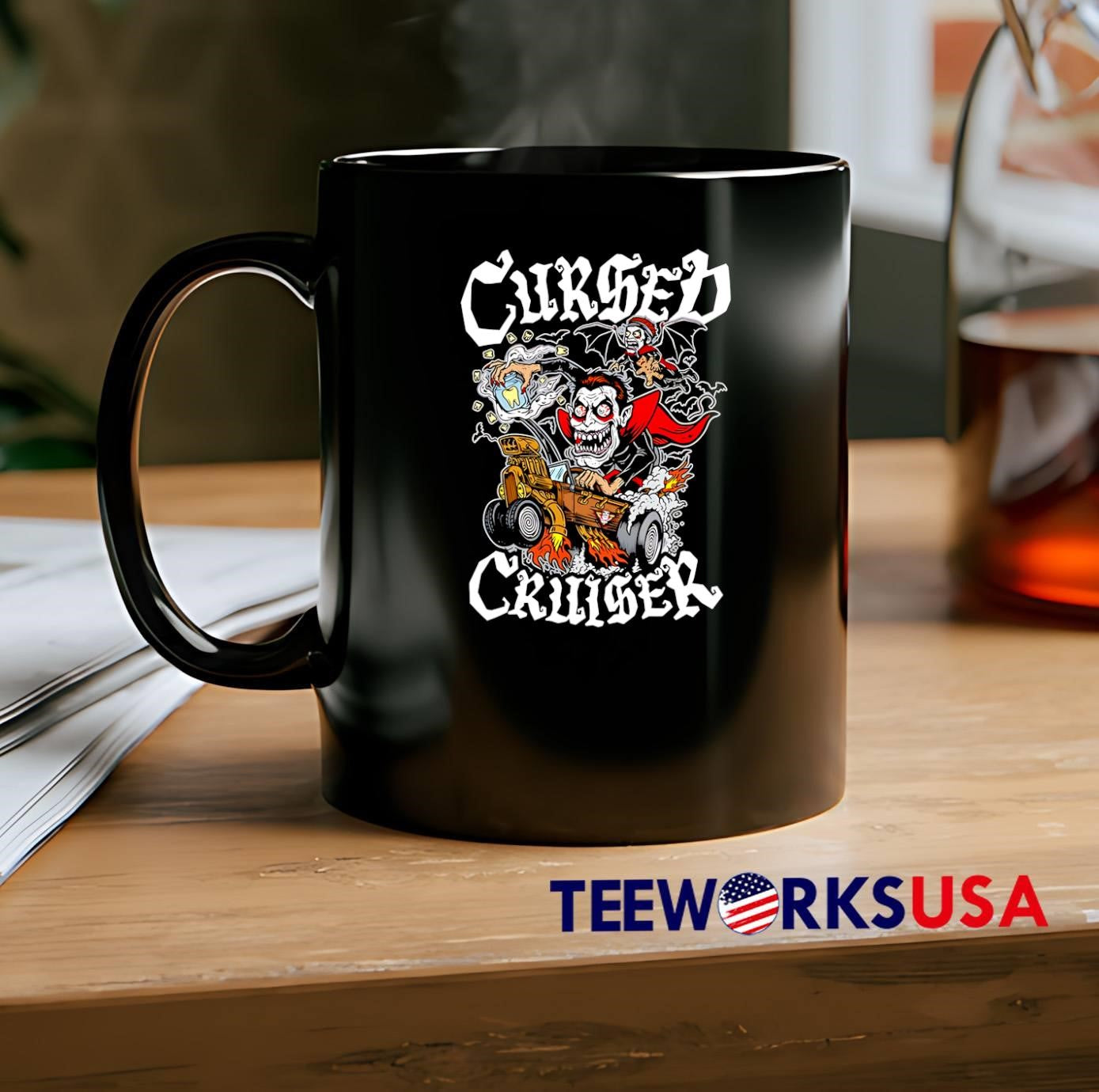 Cursed Cruiser Vampire Driving Hot Rod T-Shirt