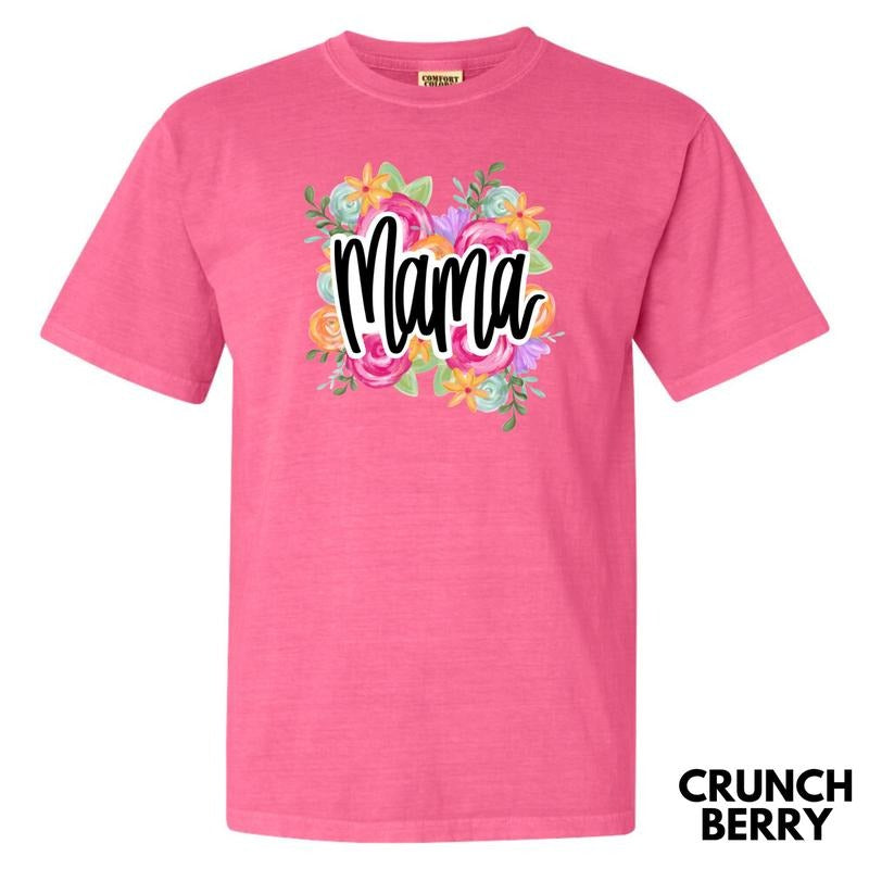 Cursive Flower Mama Comfort Colors T-Shirt 'NLB' Hoodie, Sweatshirt | HypeDripTees.com