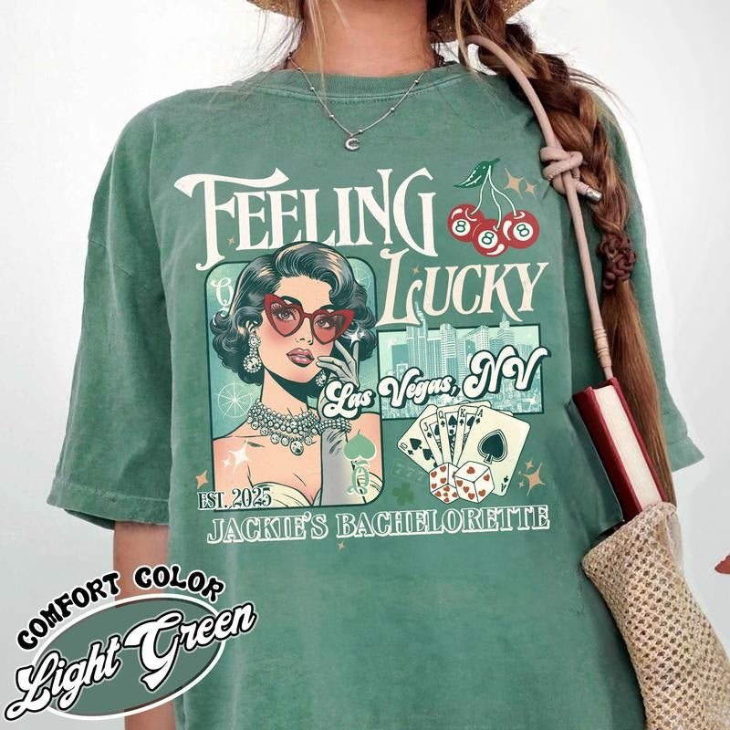Custom Bachelorette Party Shirts Las Vegas Bachelorette Las Vegas Lucky Love Bride Feeling Lucky Trip Shirts Casino Bach Trip T-Shirts, Hoodie, Sweatshirt