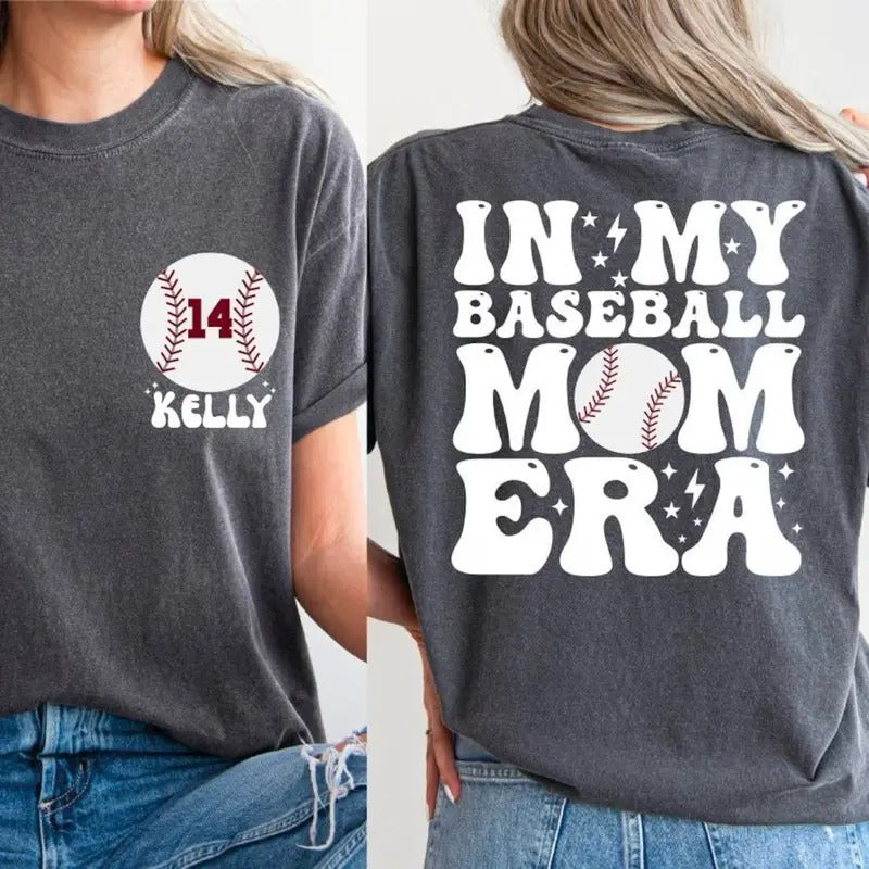 Custom Baseball Mom Shirt, In My Baseball Mom Era Shirt, Baseball Numbers Tshirt, Baseball Lover Shirt, Game Day Tee,...