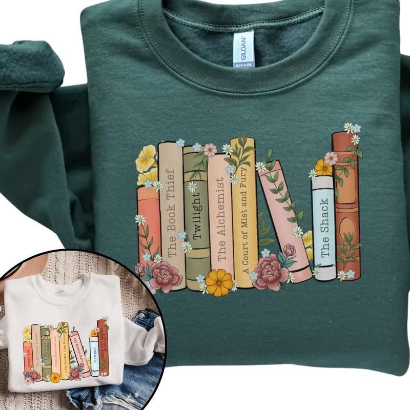 Custom Bookshelf Sweatshirt, Personalized Book Crewneck, Gift for book lover T-Shirts, Hoodie | HypeDripTees.com
