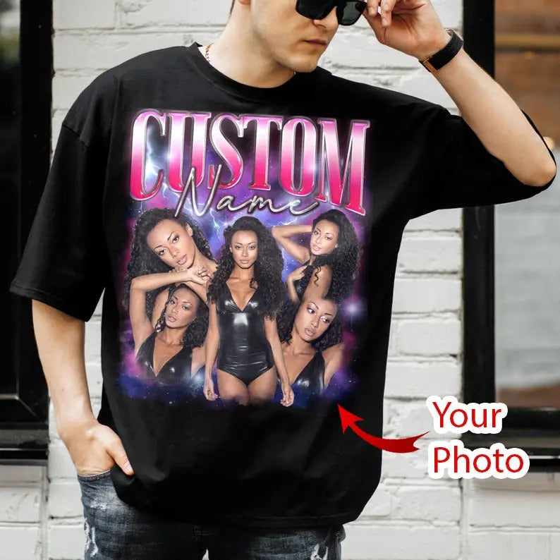 Custom Bootleg Rap Tee Shirt, Personalized Photo Bootleg Shirt, Vintage Graphic 90s Tshirt, Custom Your Own Bootleg Idea,...