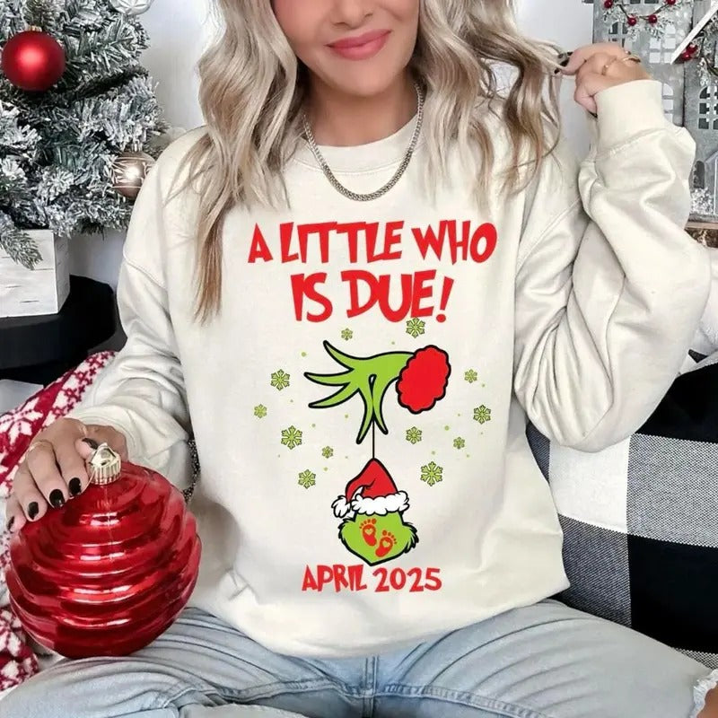 Custom Christmas  Pregnancy Announcement Sweatshirt, Christmas Maternity Shirt, Christmas Pregnancy Sweatshirt, A Little...