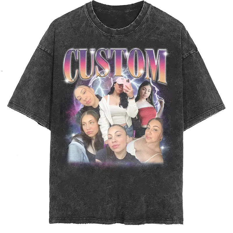 Custom Comfort Colors Girlfriend T-Shirt with Personalized Photo Print, Unisex Loose Fit Graphic Tee Top Womenswear...
