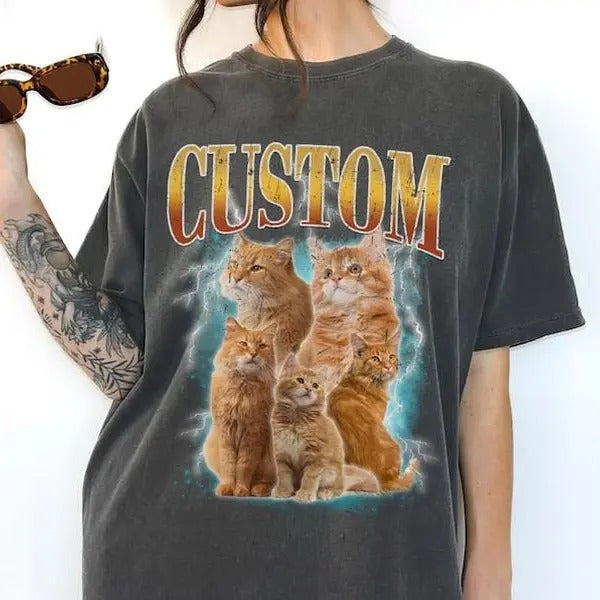 Custom Comfort Colors Rap Tee, Vintage Custom Photo Shirt, Personalized Vintage 90s Outfit, Custom Birthday Gifts, Gift...