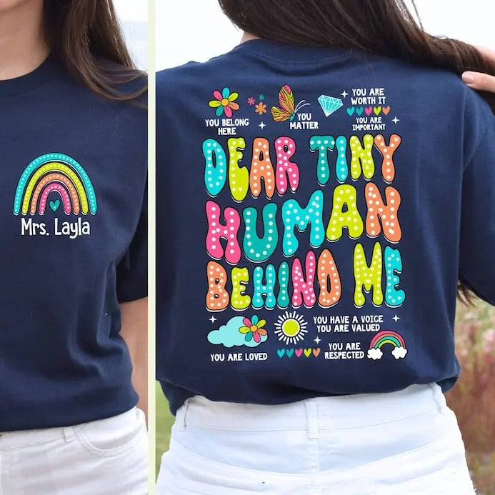 Custom Daycare Teacher Shirt, Dear Tiny Humans Behind Me, Gift Daycare Provider, Shirt Gift For Babysitter, Gift For...