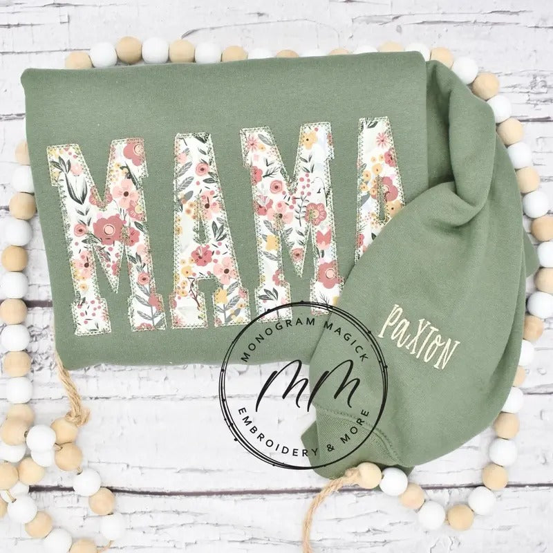 Custom Floral Sweatshirt, Floral Mama Sweatshirt - CHOOSE ANY NAME T-Shirts, Hoodie | HypeDripTees.com