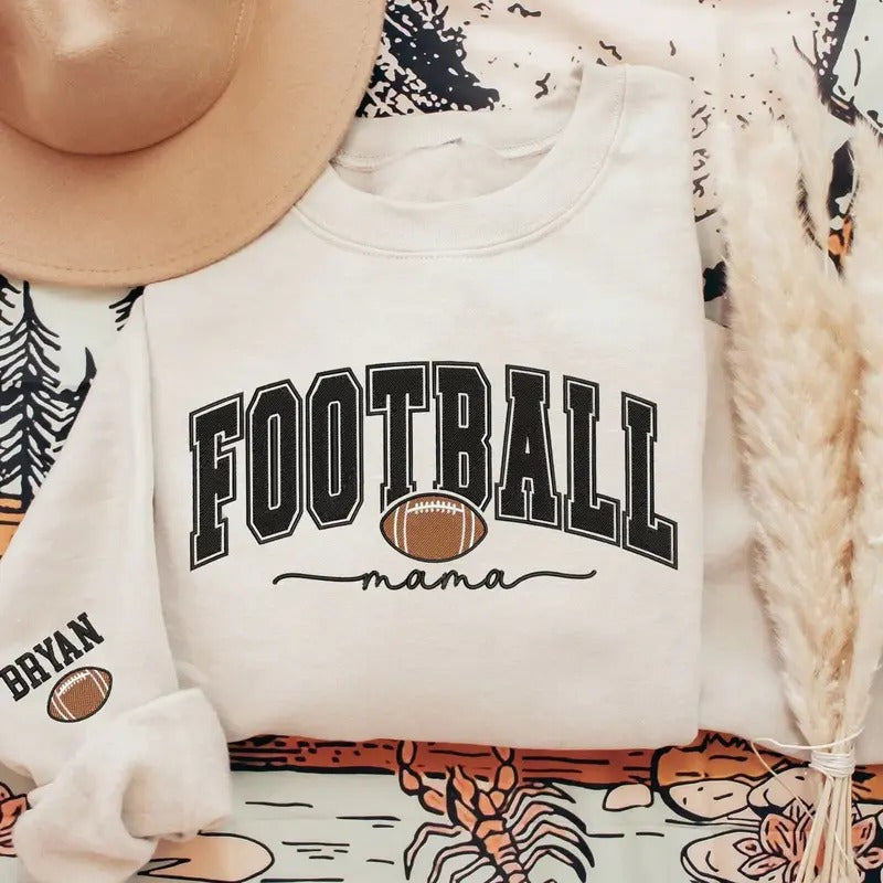 Custom Football Mom Sweatshirt - Personalized Crewneck, Long Sleeve, Casual Style, Ideal for Football Lovers, Gift for...