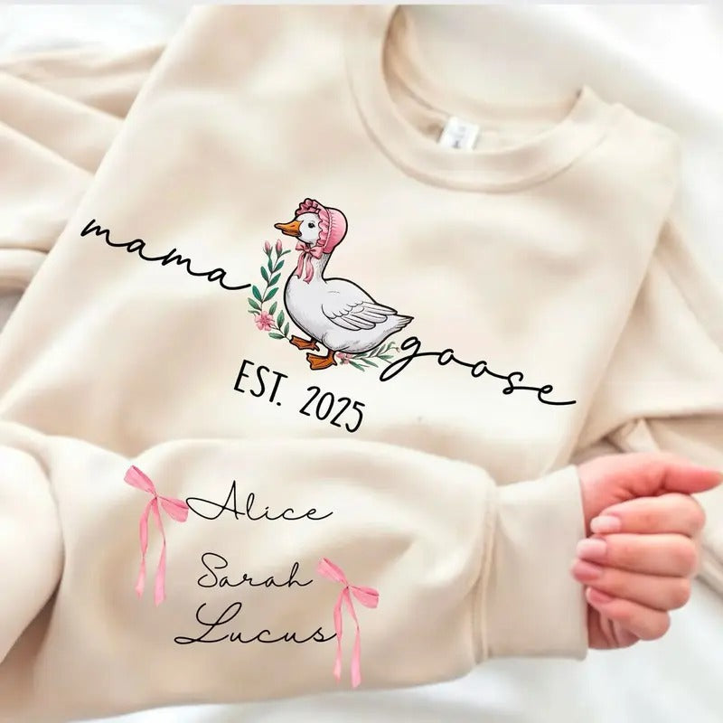 Custom Mama Goose Sweatshirt, Mama Silly Goose Shirt, Vintage Mama Goose Sweater, Happy Mother's Day Shirt, Coquette Mama...