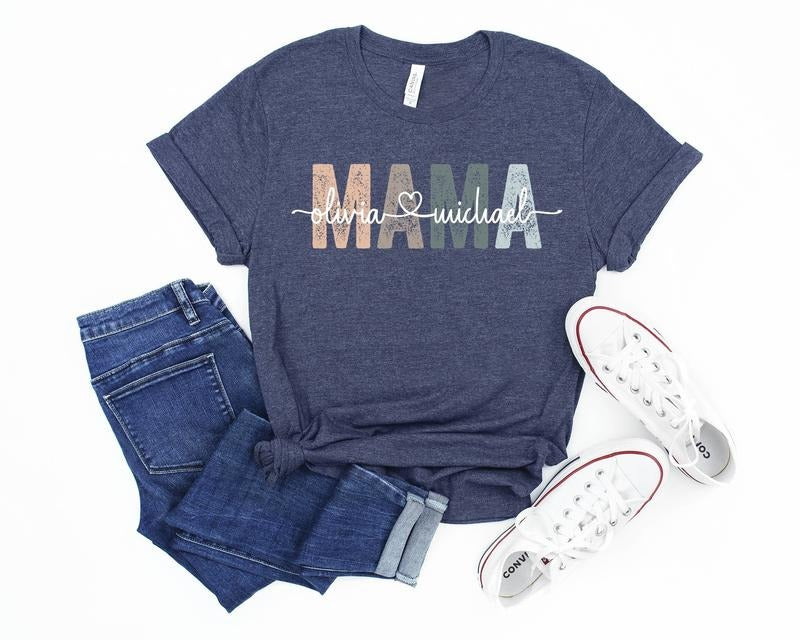 Custom Mama Shirt, Mom Shirt With Names, Personalized Mama T-shirt, Sweatshirt, Hoodie | HypeDripTees.com