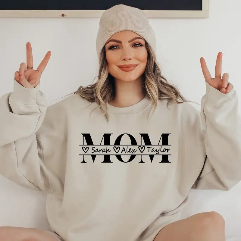 Custom Mama Sweatshirt with Name, Personalized Mom Sweater, Mommy Custom Gift, Mother's Day Shirt, Mom Custom Name...