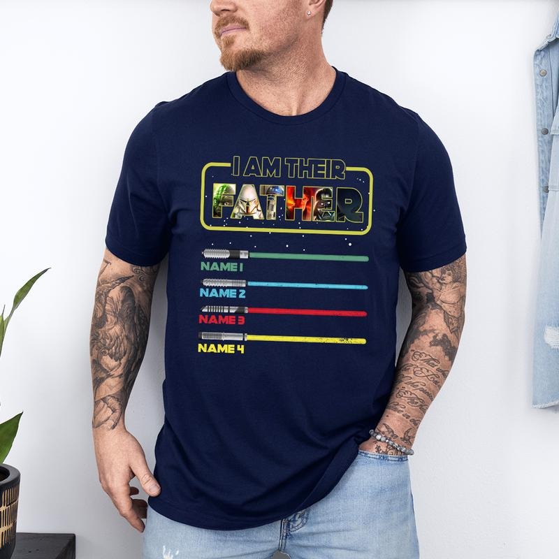 Custom Name "I Am Their Father" Personalized Lightsaber Night Light  Shirt, Custom Dad Gift with Kids Names, "I Am Their...