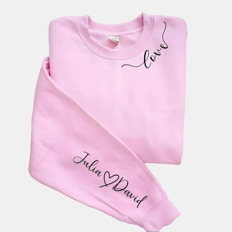 Custom Name On the Sleeve Valentine's Sweatshirt, Love Heart Shirt, Gift For Her, Cute Valentine's Sweater, Valentine's...