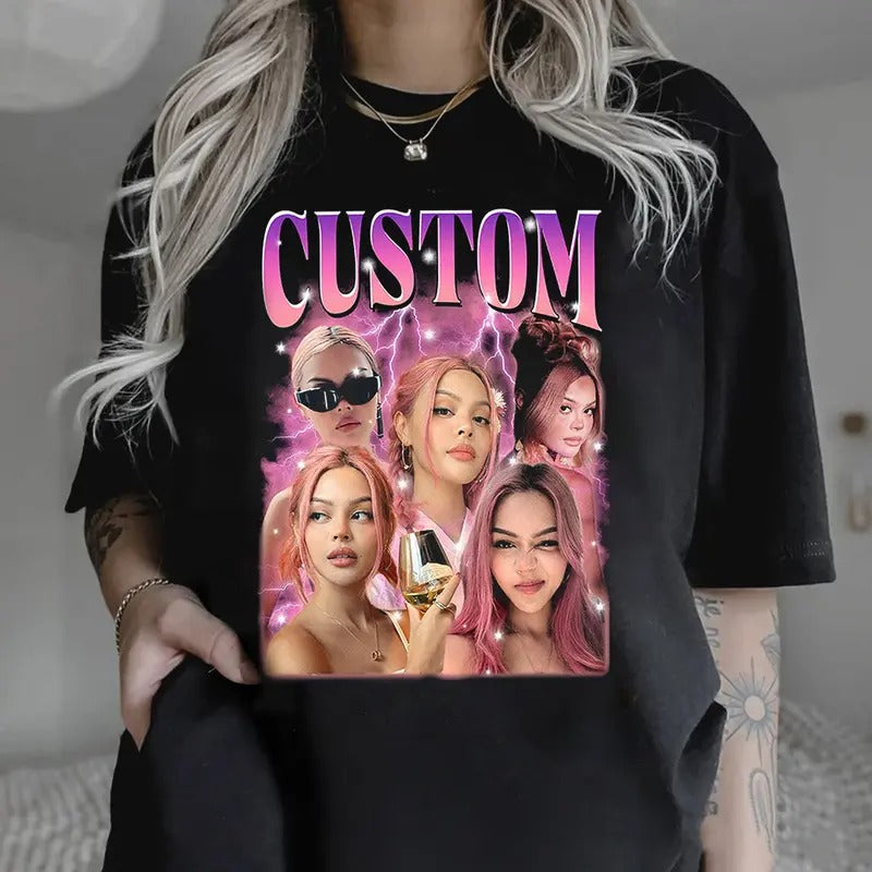 Custom Photo Bootleg Girlfriend 6 Face 90s Retro Vintage Shirt Sweatshirt, Shirt with Face on It for Boyfriend Birthday...