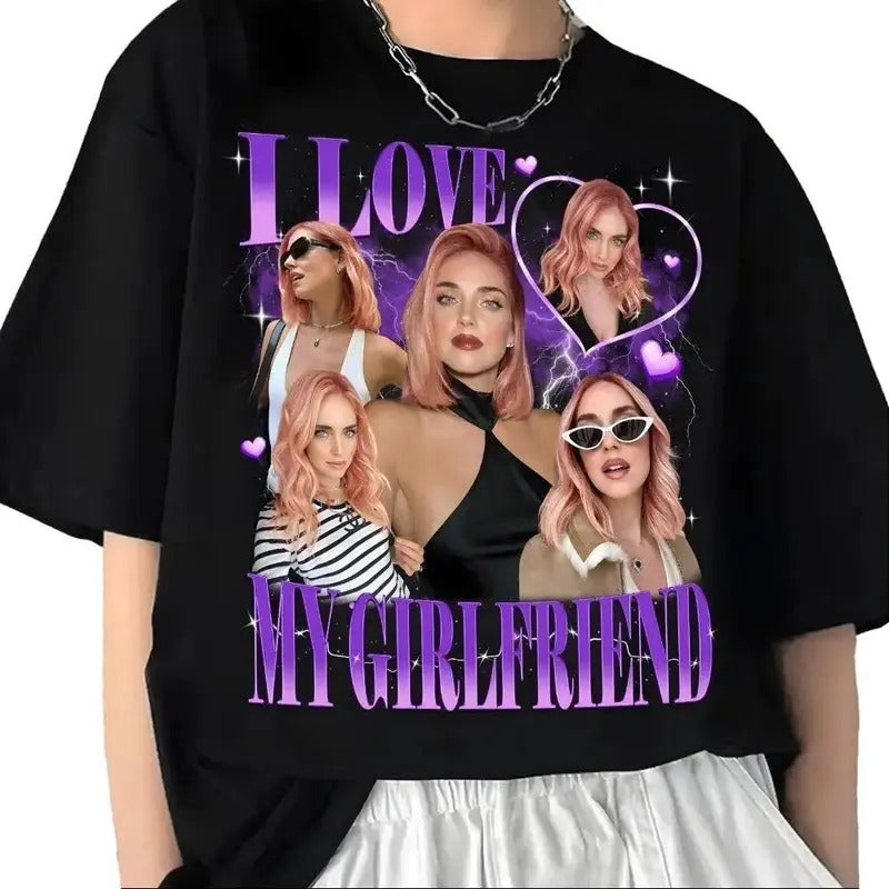 Custom Photo Valentine Gift I Love My Girlfriend Tee Shirt - Unisex 100% Cotton
