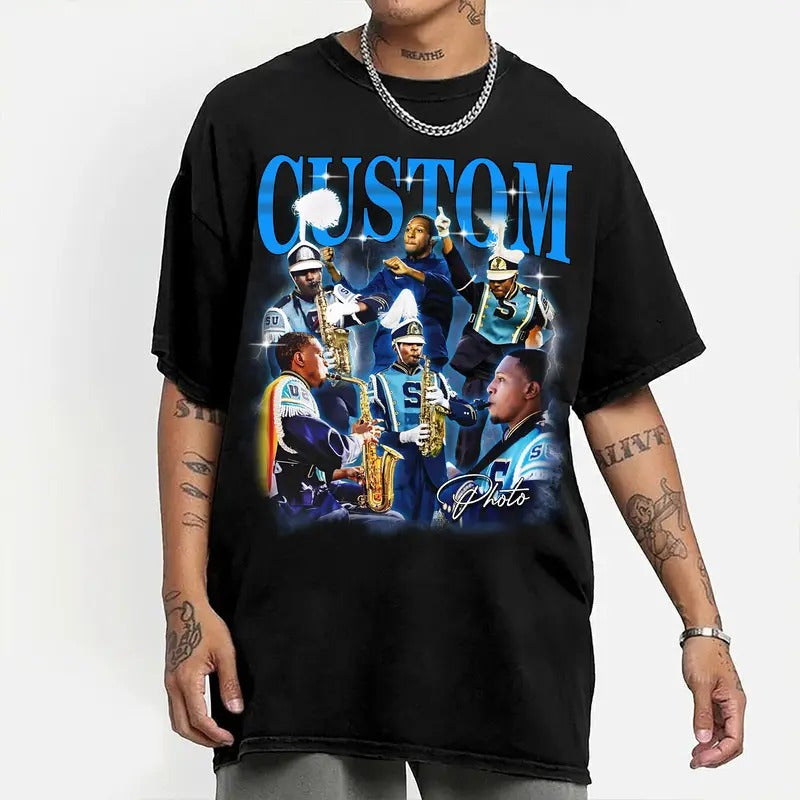 Custom Photos Shirt - Vintage Graphic 90s T-Shirt with Custom Bootleg Rap Tee, Oversized Casual Crewneck, Custom Your Own...