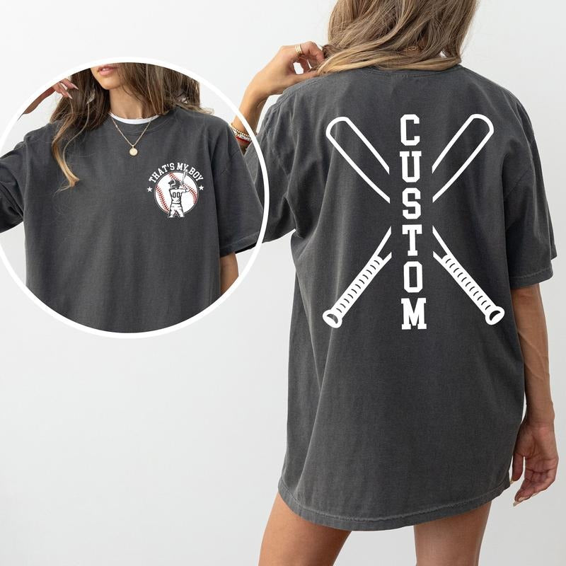 Custom That's My Boy Baseball Mom Comfort Colors Shirt, Personalized Baseball Mom Gift, Sport Mom T-shirt, Game Day...