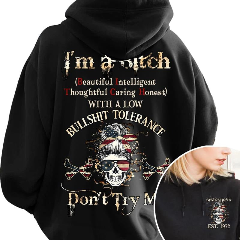 Custom Year Generation X Skull Hoodie , Don't Try Me Gen X FAFO Hoodie, Raised on Hose Water and Neglect, 100% Cotton,...