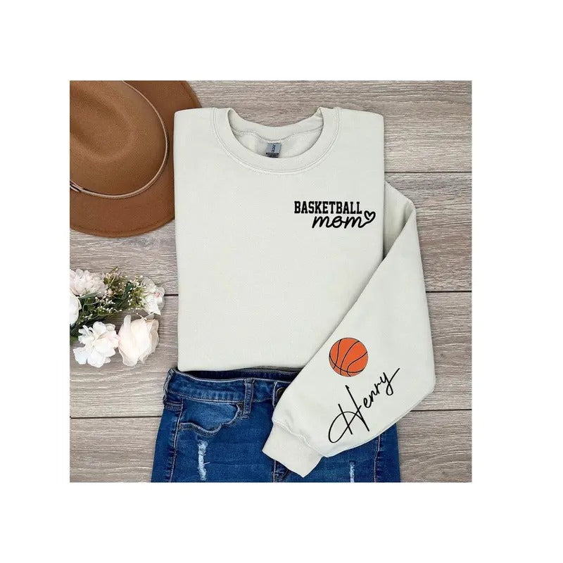 Customized Basketball Mom Sweatshirt, Your Name Basketball Shirt, Basketball Aunt Shirt, Grandma Shirt, Basketball Mom...