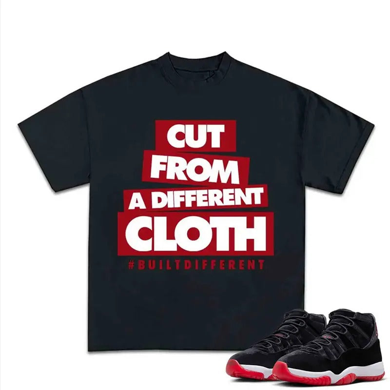 Cut From A Different Cloth Match For 11 Bred Velvet Sneakers, Graphic Tee Streetwear, Unisex Cotton T-shirt Hoodie,...