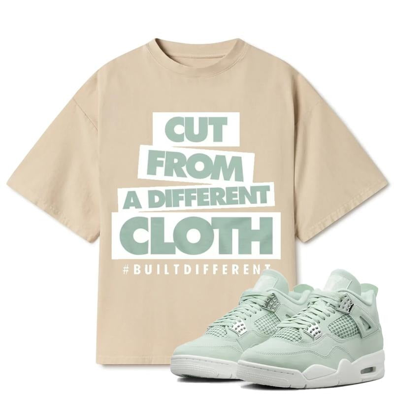 Cut From A Diffrent Cloth BuiltDiffrent Match 4s Seafoam Outfits Sneakers, Cotton T-shirt Y2K Style, Unisex Graphic Tee...