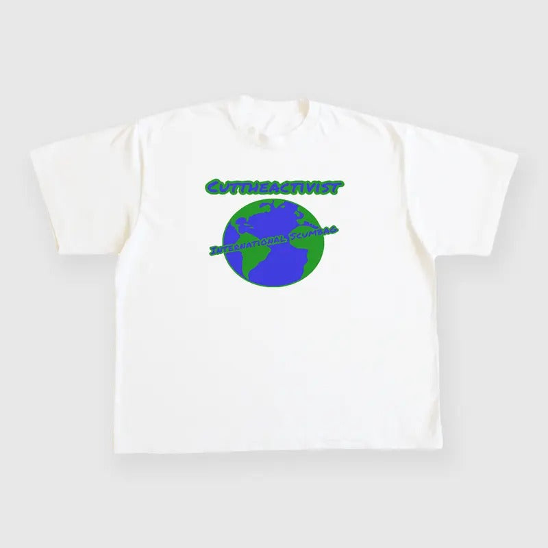 Cut The Activist International Scumbag Custom Printed White T-Shirt Hoodie, Sweatshirt | HypeDripTees.com