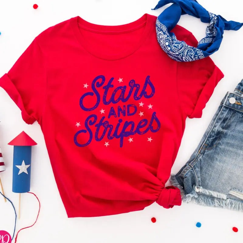 Cute 4th Of July T-shirt, Stars And Stripes Tee, Red White And Blue Shirt Hoodie, Sweatshirt | HypeDripTees.com