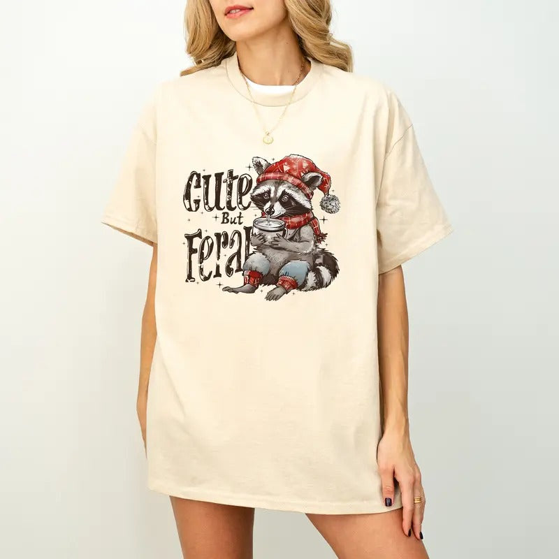 Cute But Feral TShirt, Christmas 2024 Season, Christmas Feral Girl Unisex Women's Hoodie, Sweatshirt | HypeDripTees.com
