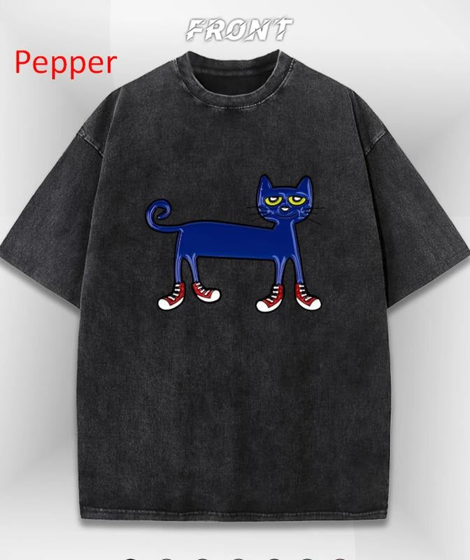 Cute Cartoon Cat Graphic T-Shirt, Kawaii Cat Design Tee, Stylish Unisex Streetwear, Casual Fashion Top, Trendy Cat Lovers...